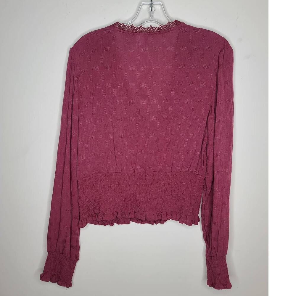 NWT Belle du Jour wine pink crossover long sleeve shirt - large - Picture 4 of 5